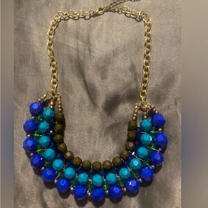 ❤️Elegant Blue and Gold Beaded Necklace